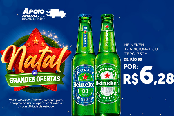 Cerveja Heineken Tradicional ou Zero 330ml 28/12